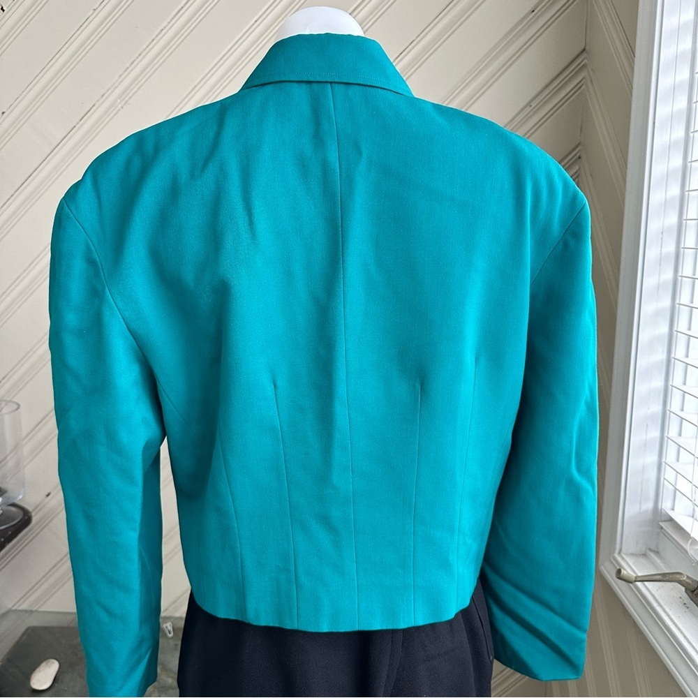 Vintage Teal Blue Elenor Brenner Blazer Size 14 - Picture 5 of 8